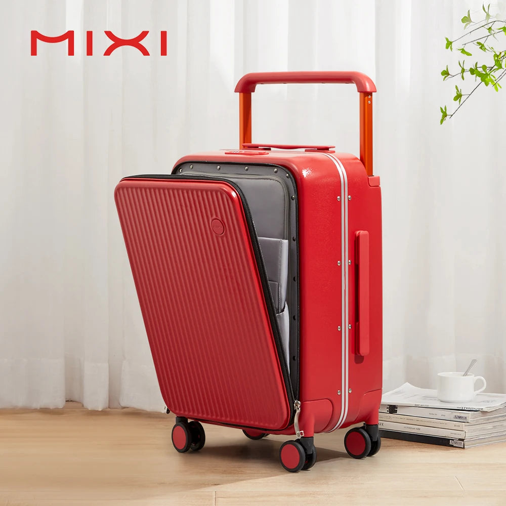 Mixi Front Laptop Pocket Carry On Luggage With Spinner Wheels