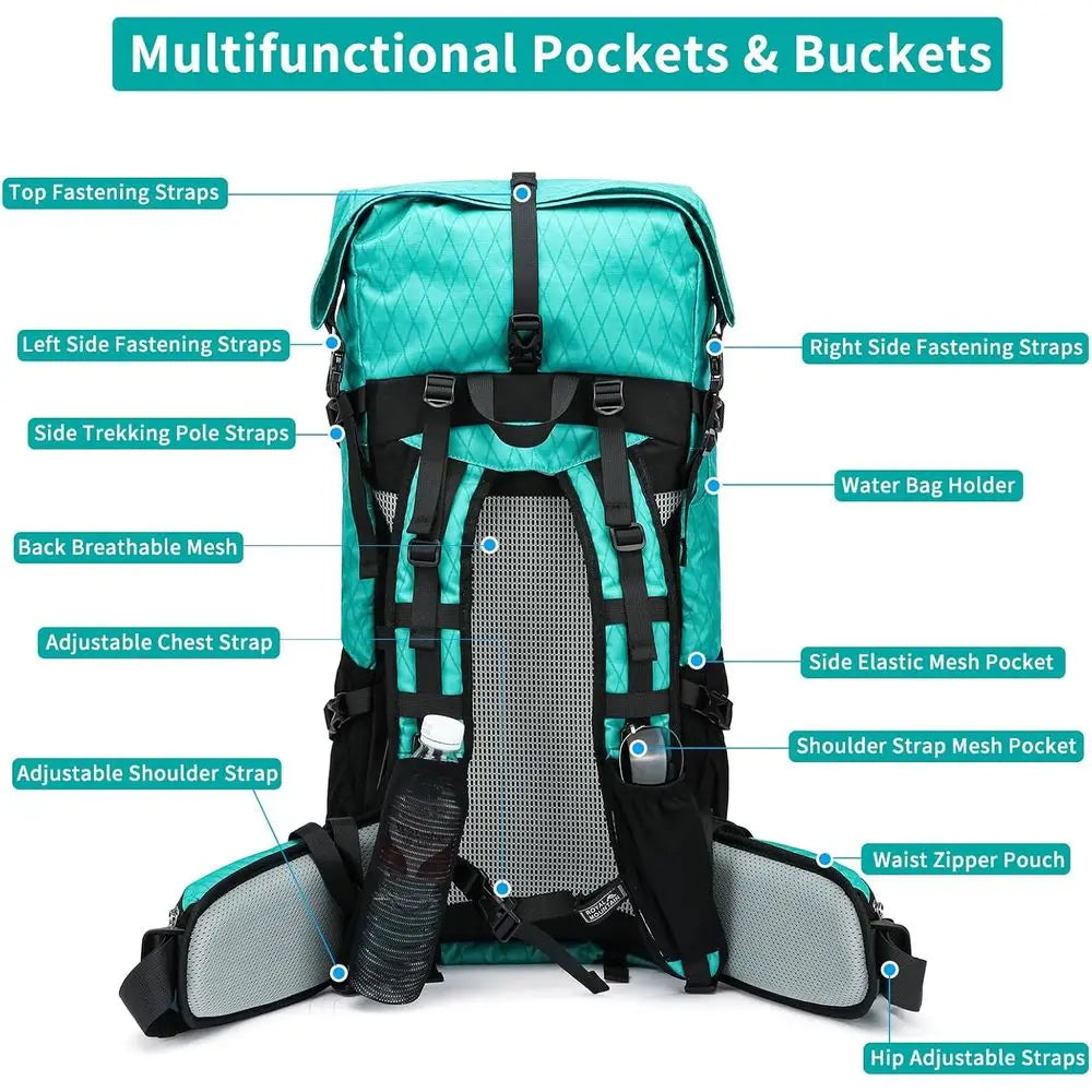 Large Capacity Hiking Backpack With Internal Frame For Camping