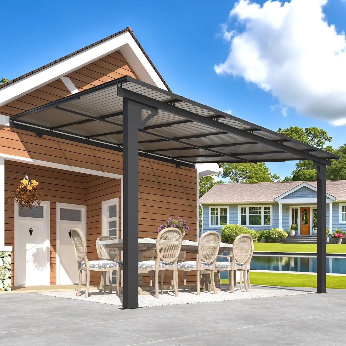 Wall Gazebo Hard Top Outdoor Patio Pergola