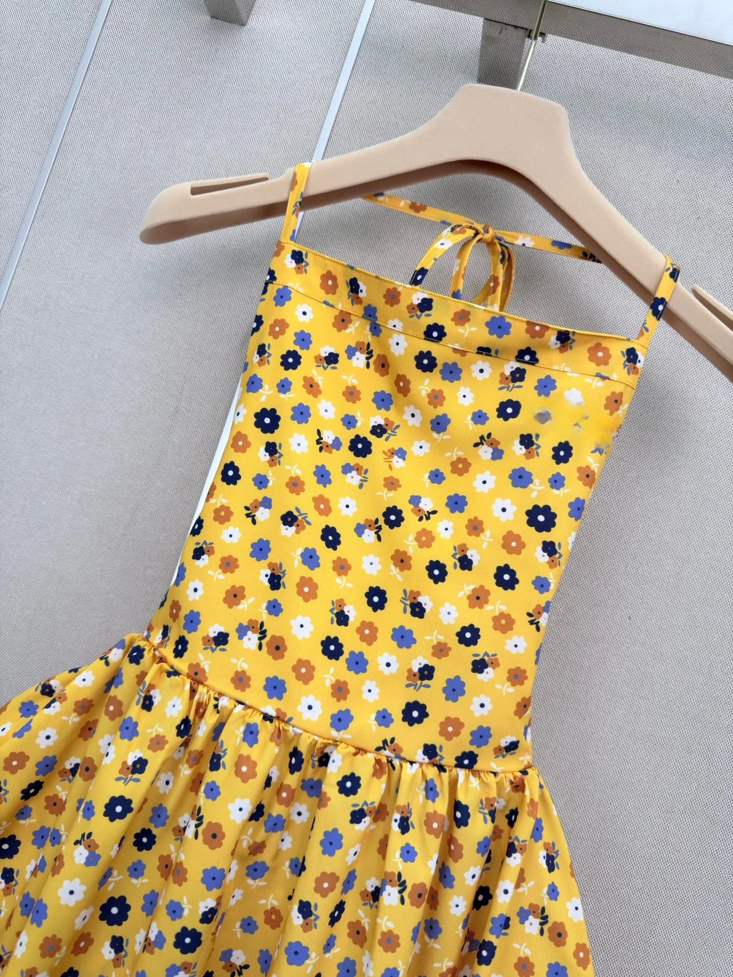 Women's Suspender Printed Pleated Backless Dress For Summer