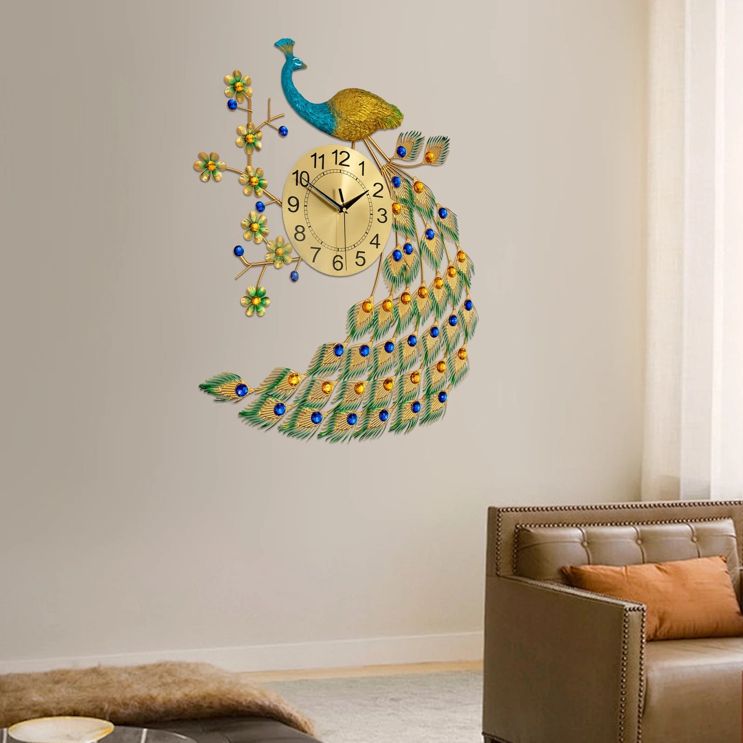 Peacock Wall Clock Digital Acrylic Modern Art For Living Rooms