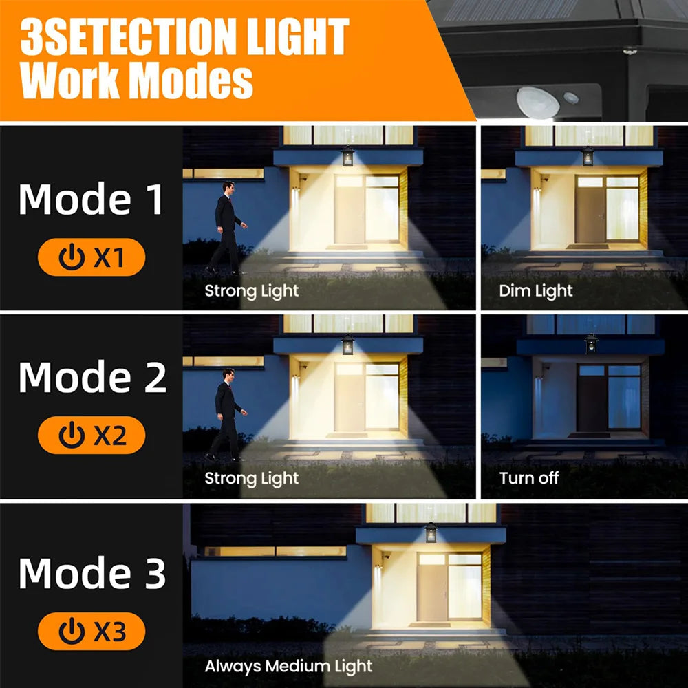 2X Solar Wall Lamp Outdoor Waterproof Wall Mounted Design Vintage Garden Lamp Security Lights Patio Fence Yard Decking Stairway