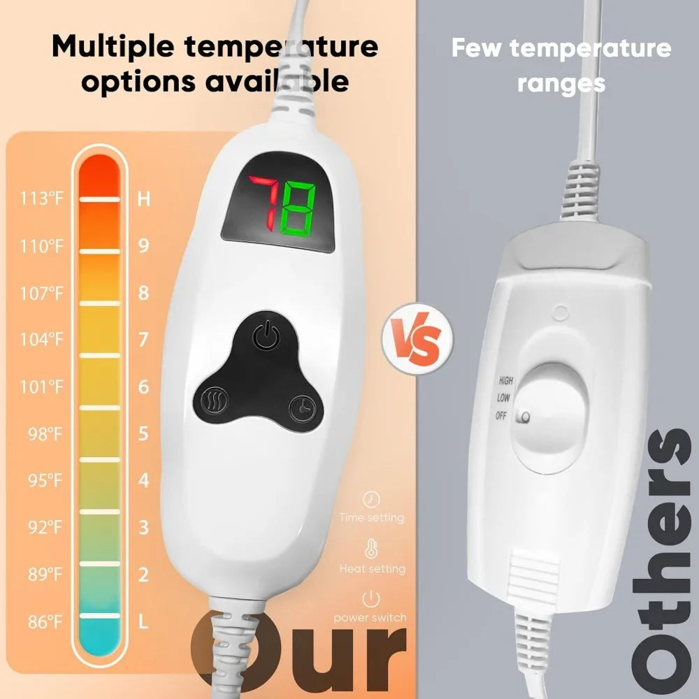 Heated Blanket Electric Throw 50"X60", Heated Blanket with 10 Heat Levels 8 Hours Auto-Off,Fleece Soft Christmas Blanket,Pink