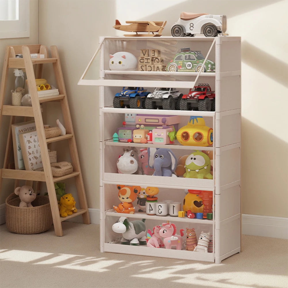 7 Tier Free Standing Shoe Storage Cabinet With Flip Doors