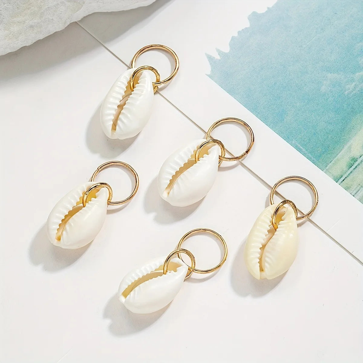 Sea Shell Braided Hair Rings Dreadlock Clips For Stylish Locs Hair Accessories