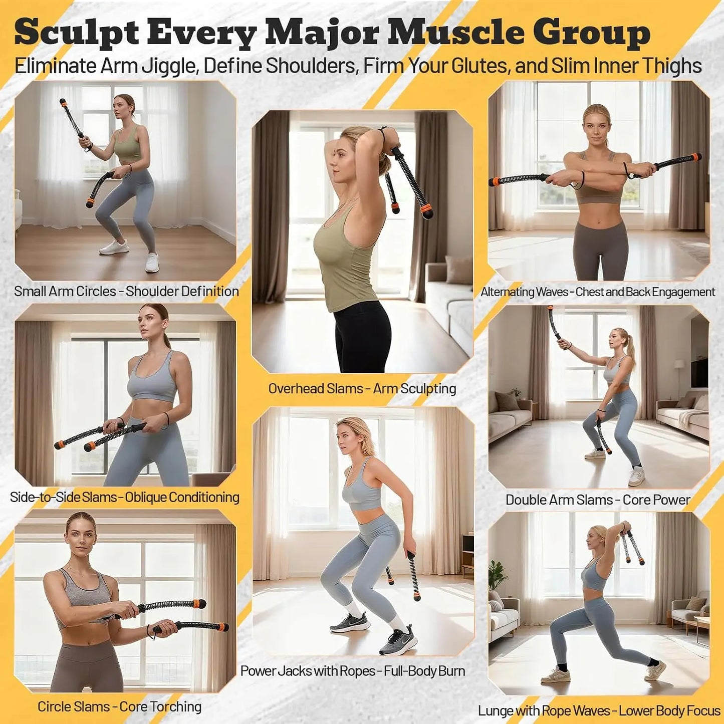 Ropeless Battle Rope With Adjustable Weights For Home Gym