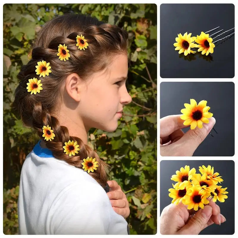 Sunflower Hair Accessories Crown Headband Set For Weddings And Events