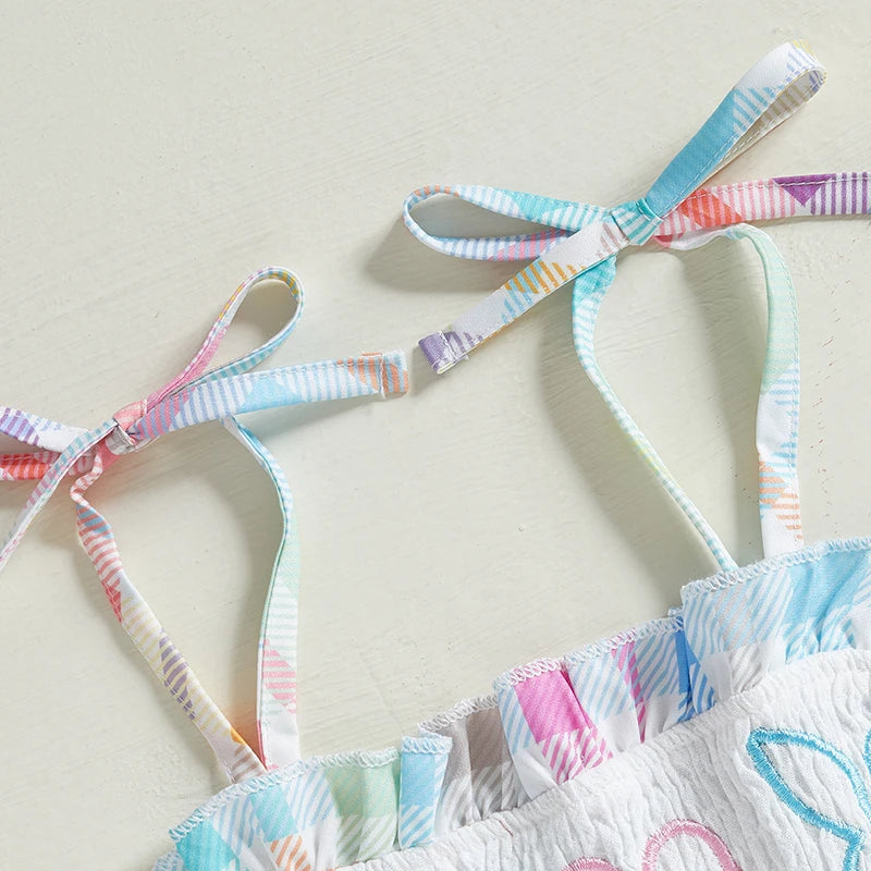 Girls Floral Print Sleeveless A-Line Dress with Embroidery