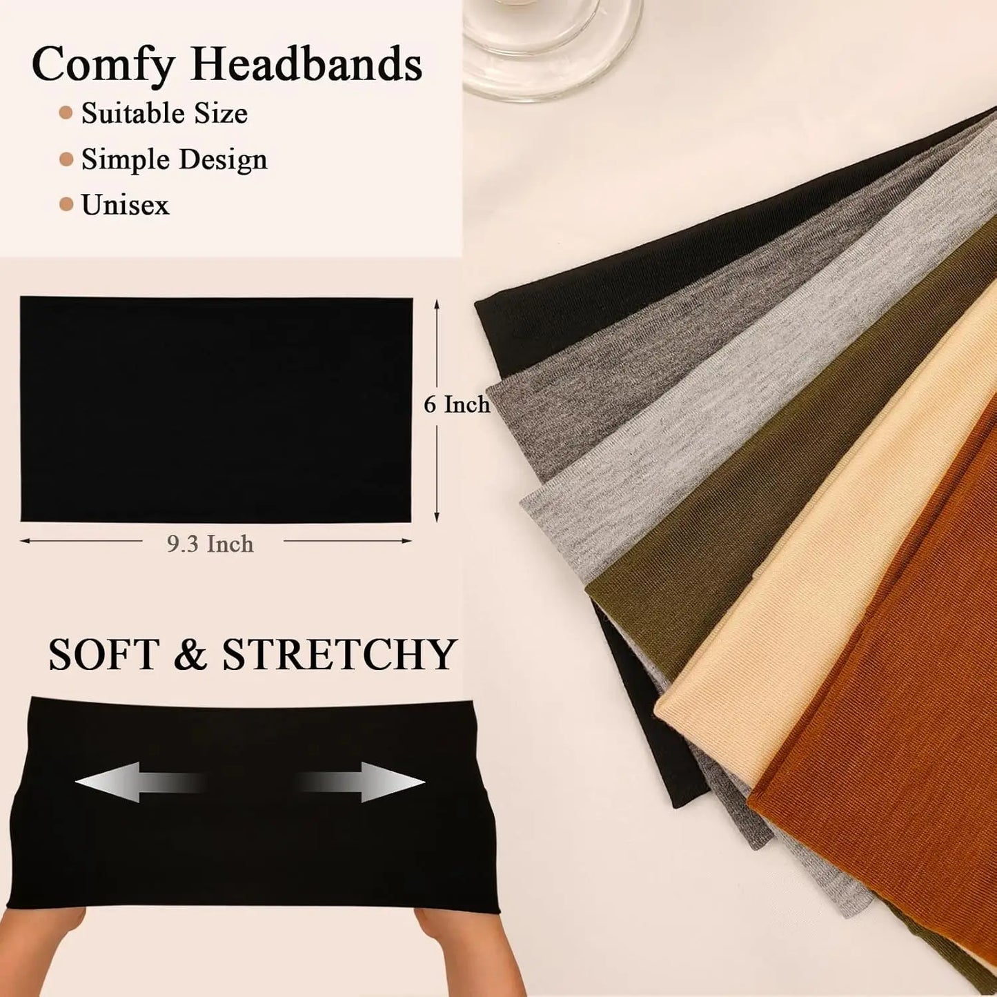 Wide Boho Stretch Headbands For Women Turban Style Six Pack