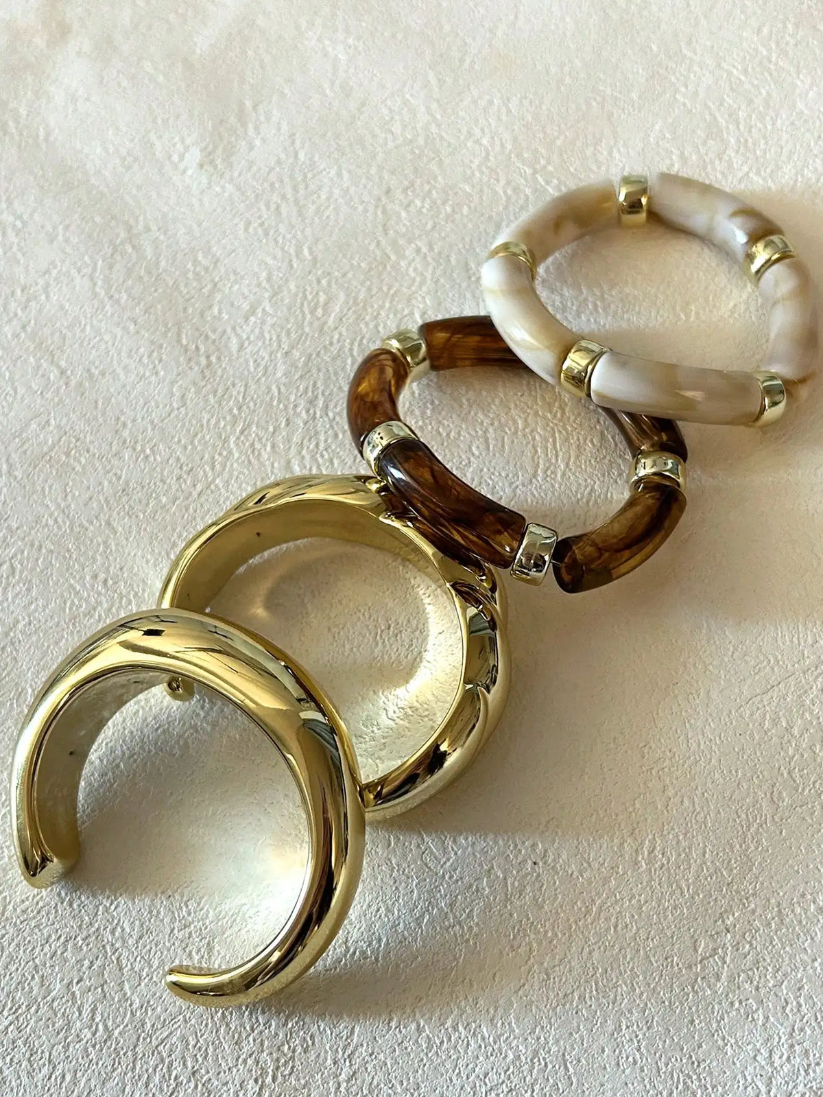 Vintage Minimalist Resin Acrylic Bracelet Bangle Set 4Pcs Stackable Women Daily Holiday Gift New Arrival 4PCS