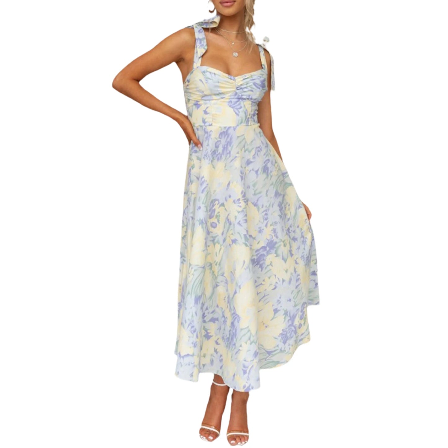 Hirigin Women Sling Dress Sleeveless Floral Print Cocktail Party