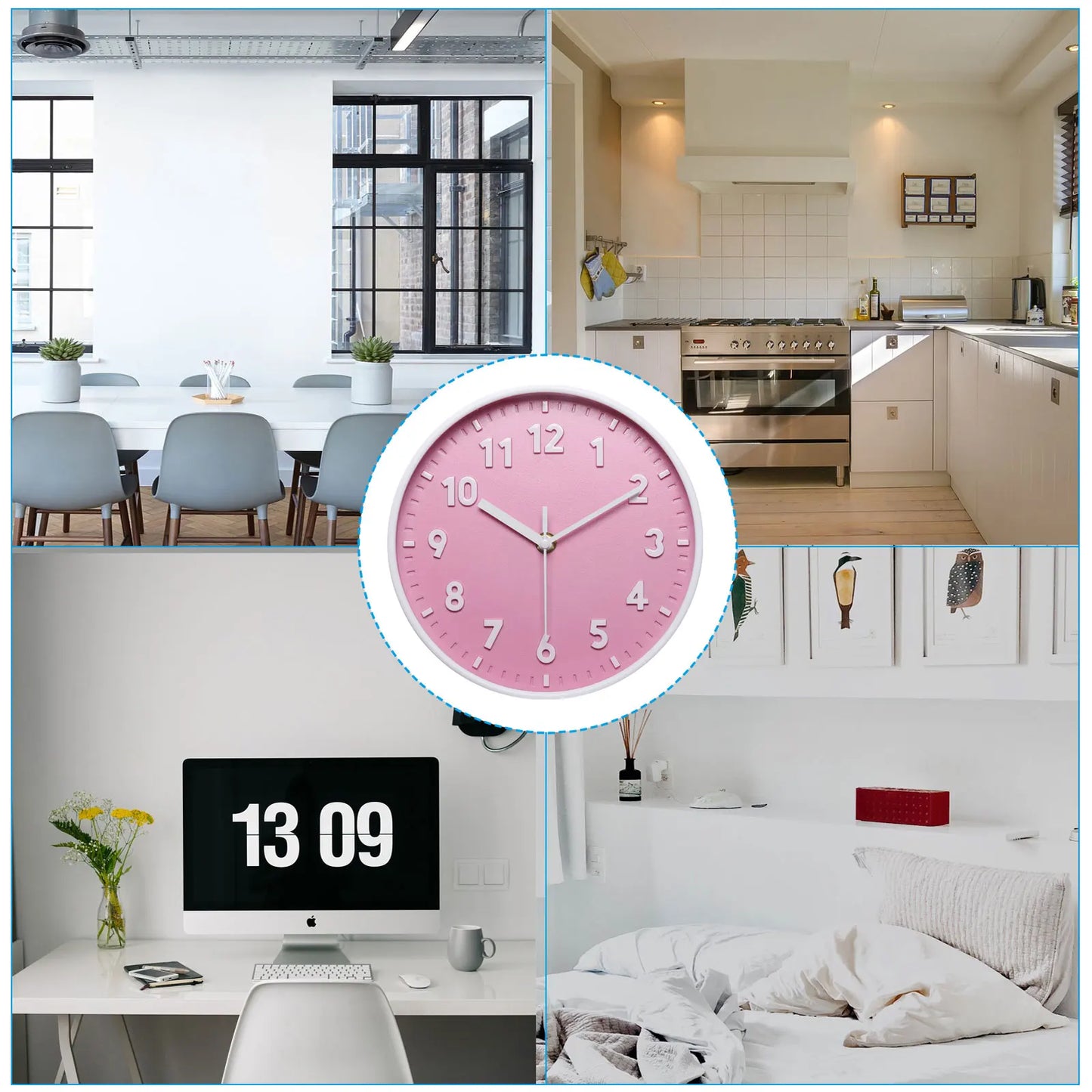 UXCELL Round Wall Clock Quartz Battery Operated Silent Non Ticking