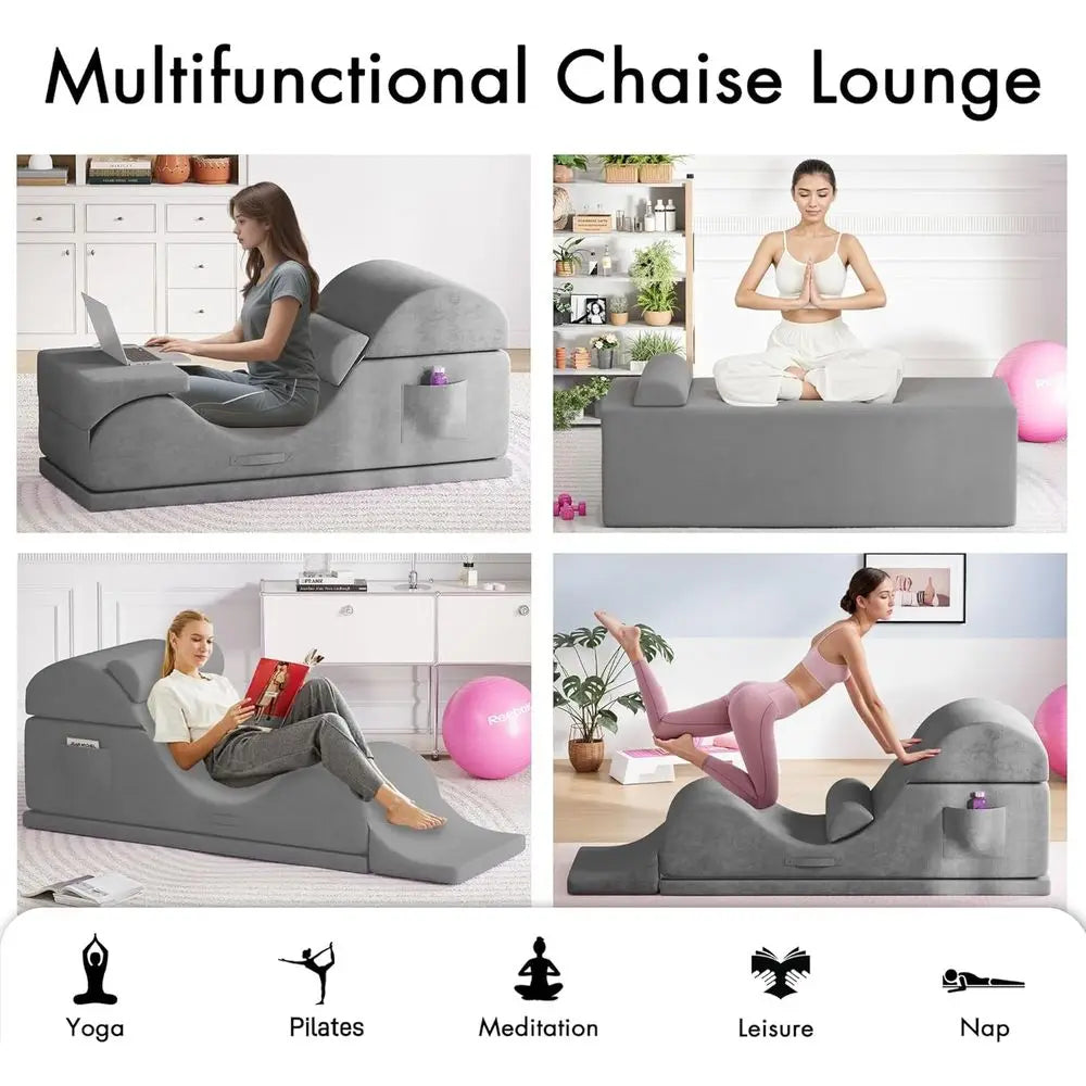 Ergonomic Convertible Yoga Chair for Adults with Lumbar Support, Washable Cover, Side Pocket, Ready to Use - Ideal for Exercise,