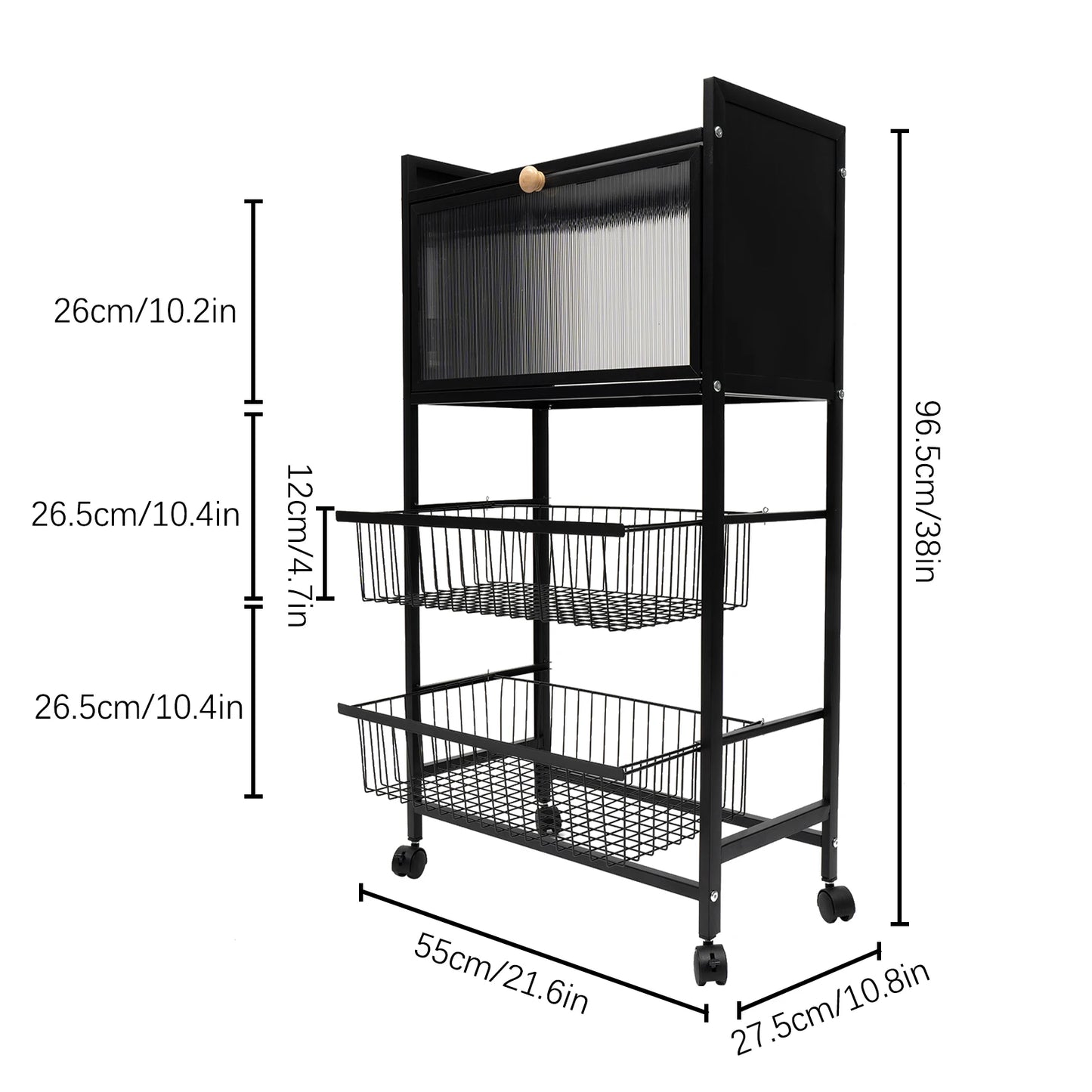 Four-Tier Kitchen Storage Rack With Brake Casters Organizer
