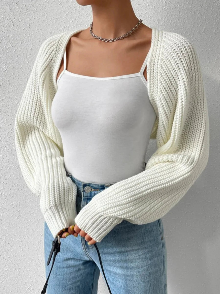 Hirigin Womens Open Front Cropped Cardigan Long Sleeve Knit Shrug