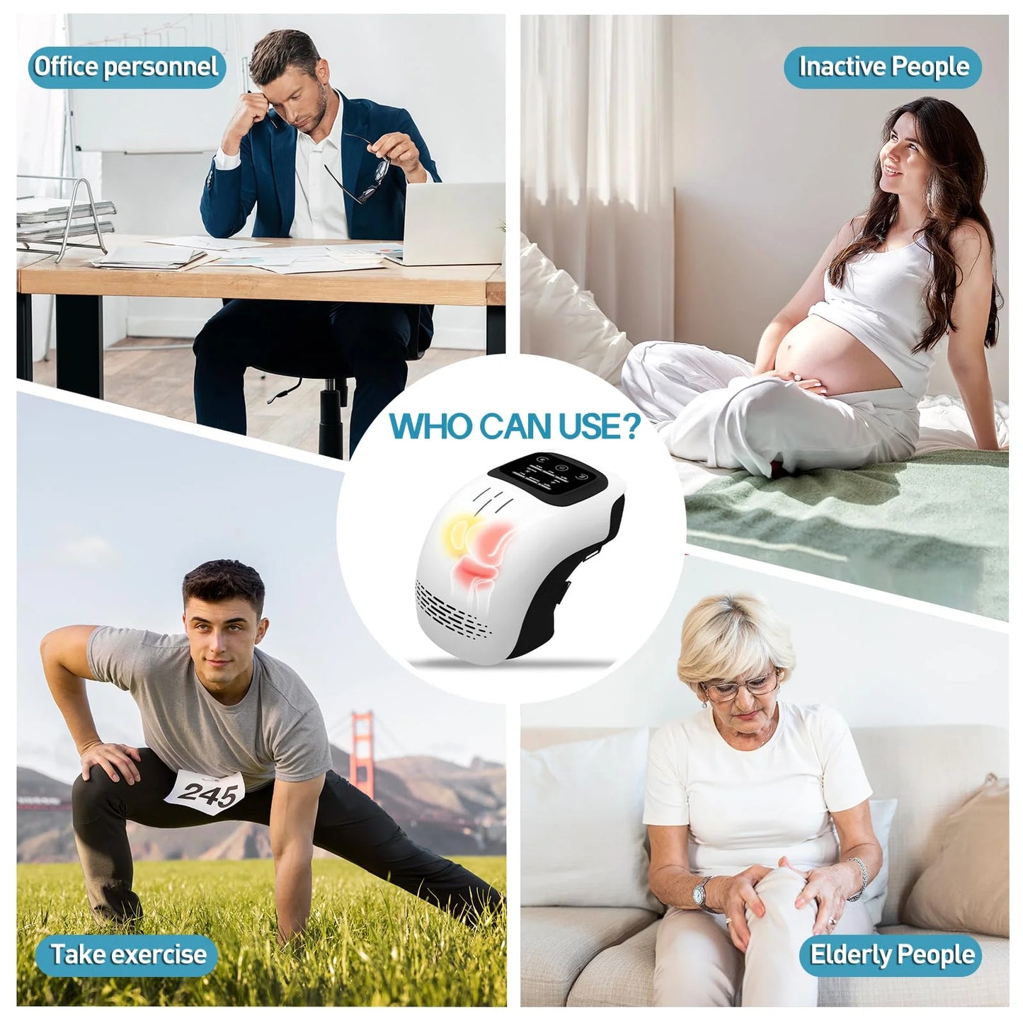 Cordless Joint Massager for Knees Shoulders Elbows with Heat