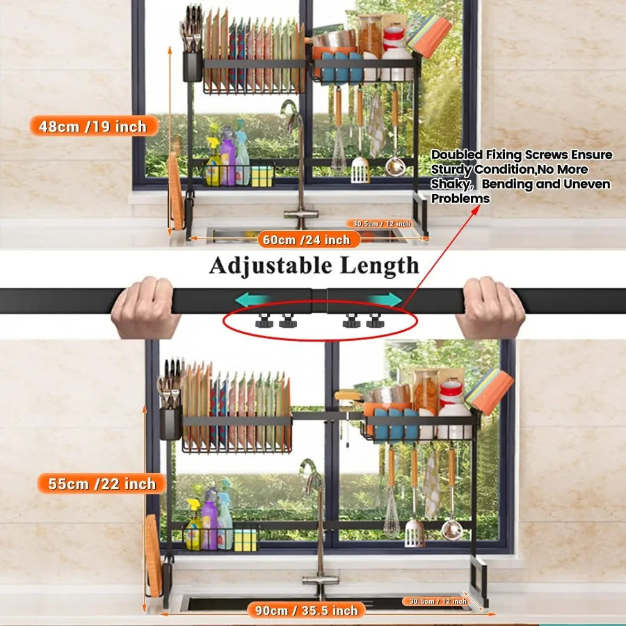 Over Sink Dish Drying Rack Snap On Expandable Design