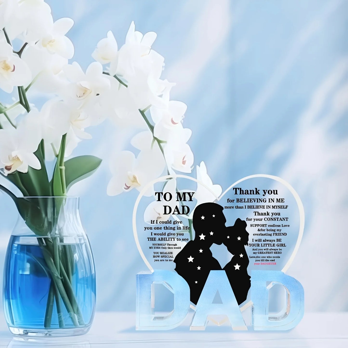 Acrylic Heart Plaque Gift For Dad From Daughter Thank You Gift
