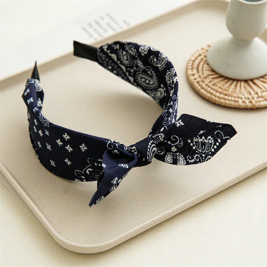 Paisley Bandana Headband for Women Knotted Bow Hair Accessory