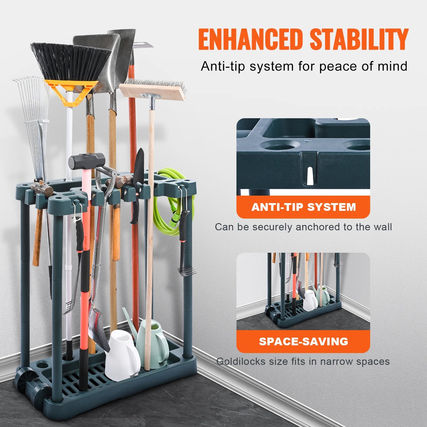 SucceBuy 10 Slots Yard Garden Tool Organizer Rack Tower For Garage