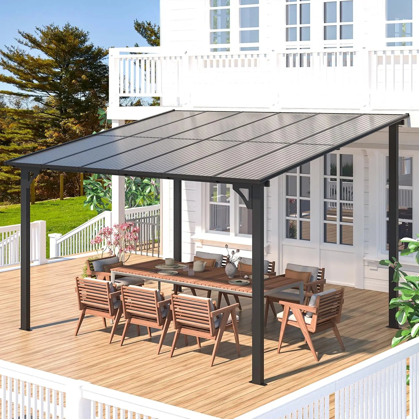 Wall Gazebo Hard Top Outdoor Patio Pergola