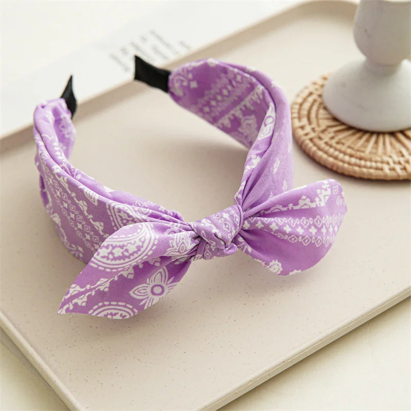 Paisley Bandana Headband for Women Knotted Bow Hair Accessory