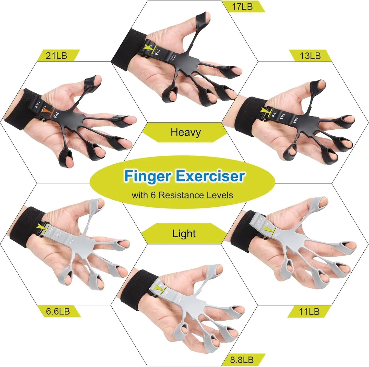 Hand Grip Strengthener Kit With Finger Exerciser For Forearm Training