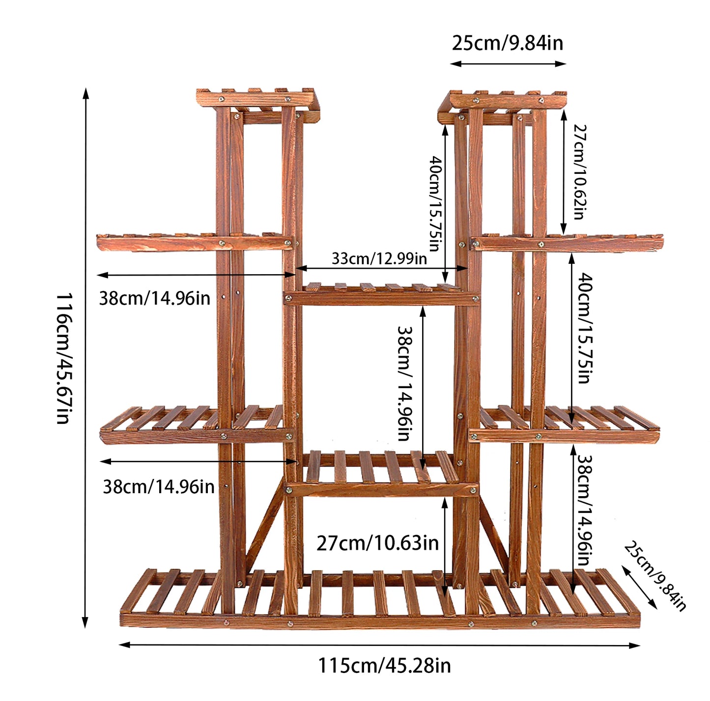 Wisfor Wooden Plant Shelf Multi Tier Stand For Indoor Outdoor