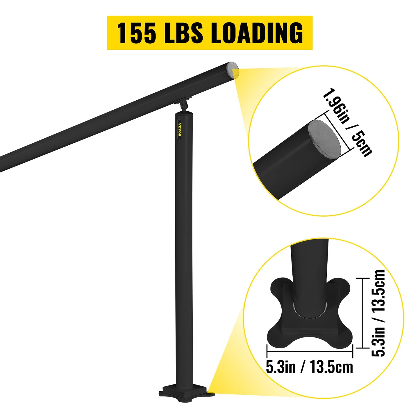 Outdoor Aluminum Stair Handrail With Installation Kit