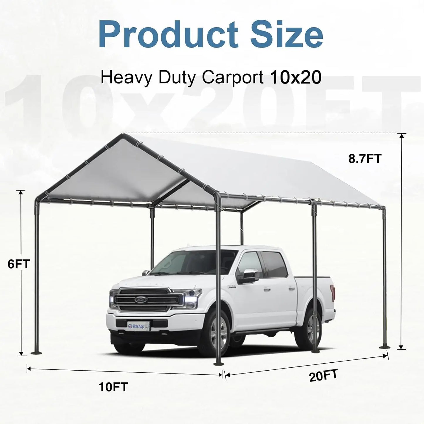 Heavy Duty Galvanized Carport Canopy Shelter For Outdoor Use