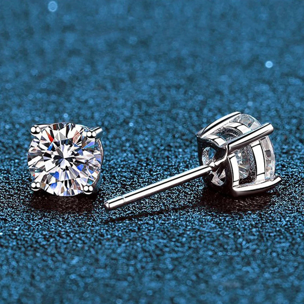 Angel Bola Moissanite Stud Earrings S925 Sterling Silver