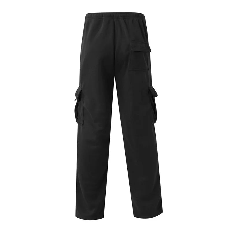 Hirigin Men's Loose Cargo Pants Elastic Waist Wide Leg Drawstring
