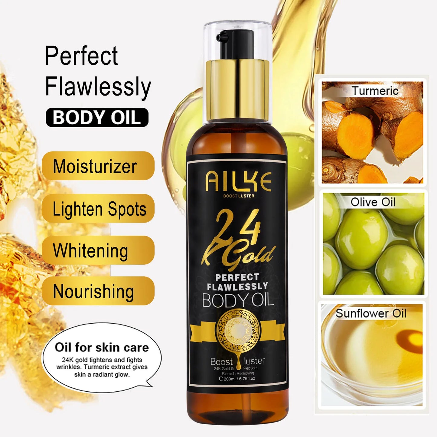 AILKE 24K Gold Flawlessly Skin Care Range Whitening Serum