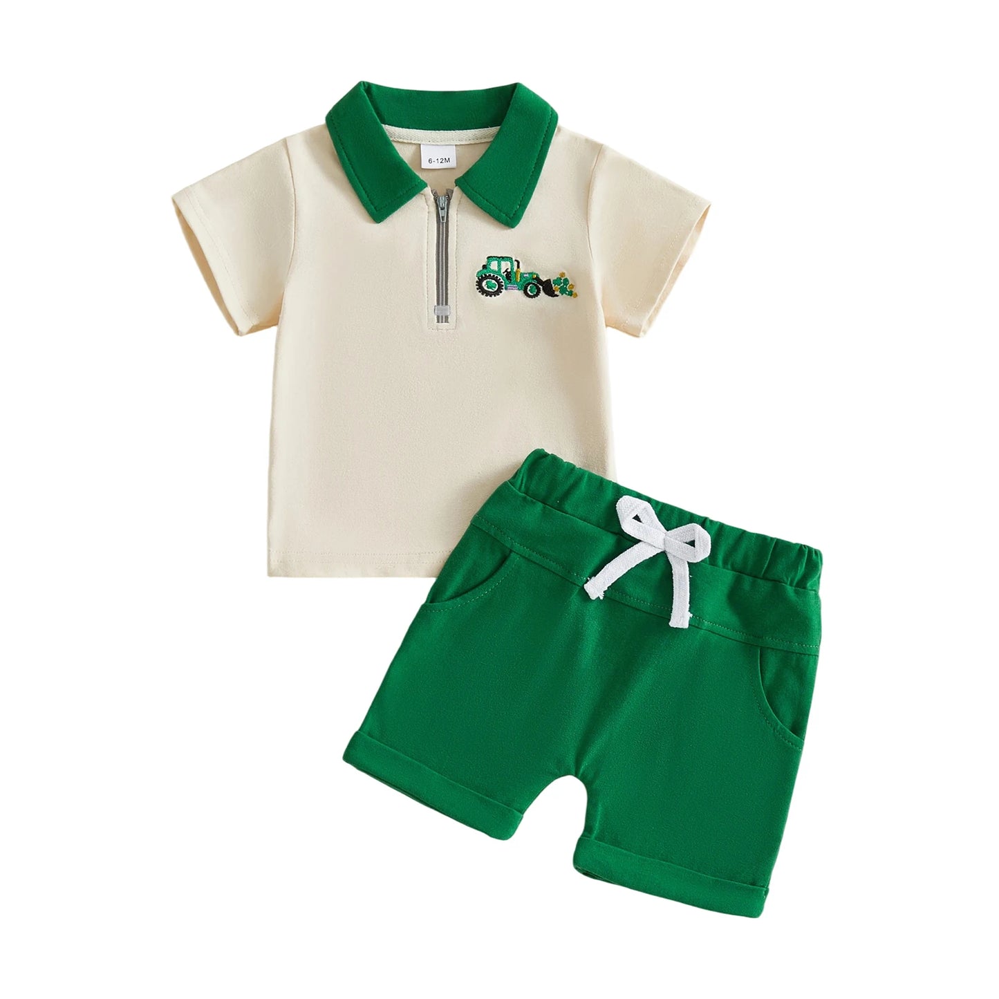 Baby Girls St Patrick Day Shamrock Print Top and Shorts
