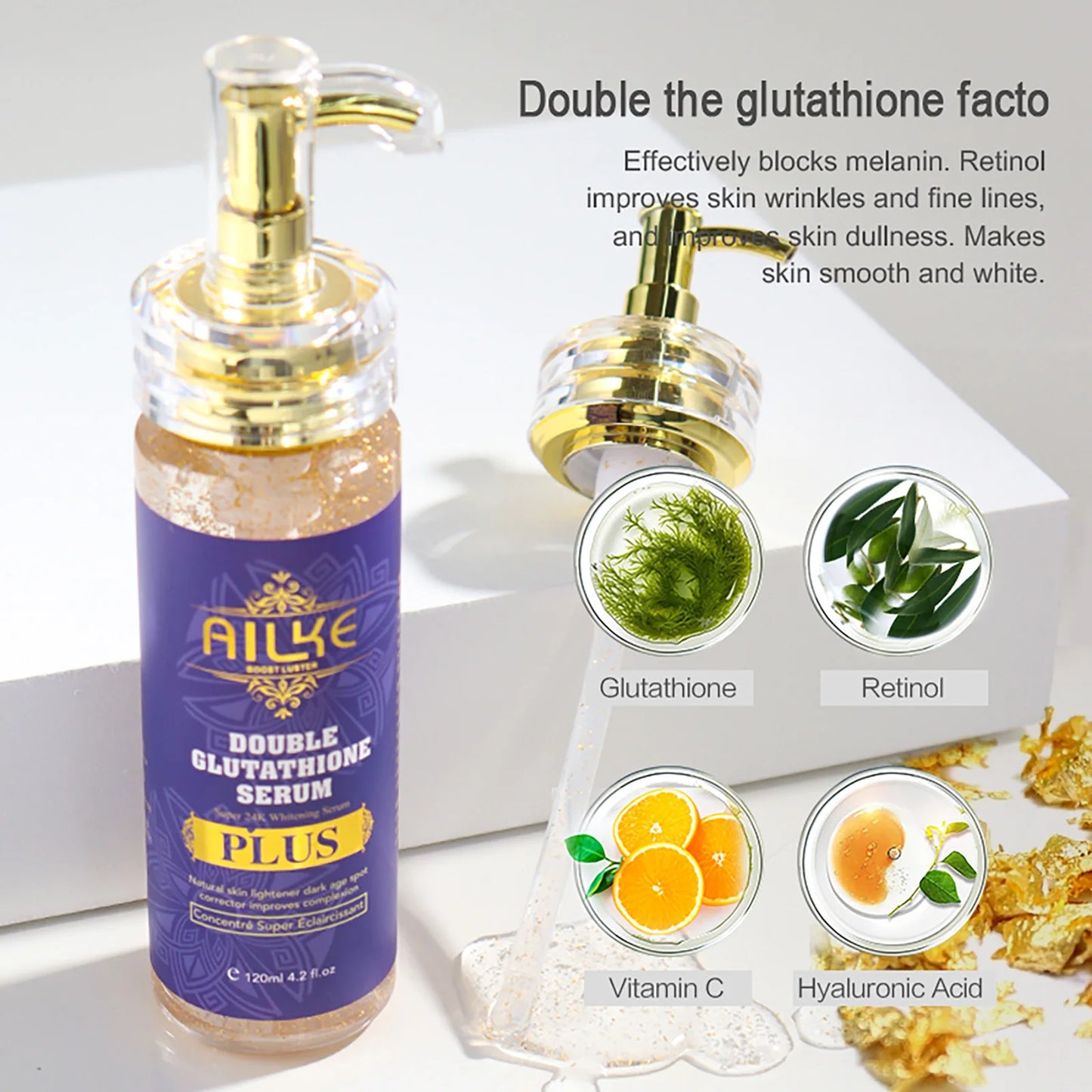 AILKE Glutathione Lighten Body Lotion, Moisturizing, Hydration, Even Skin tone, Improve Dark & Black Skin, Support Private logo