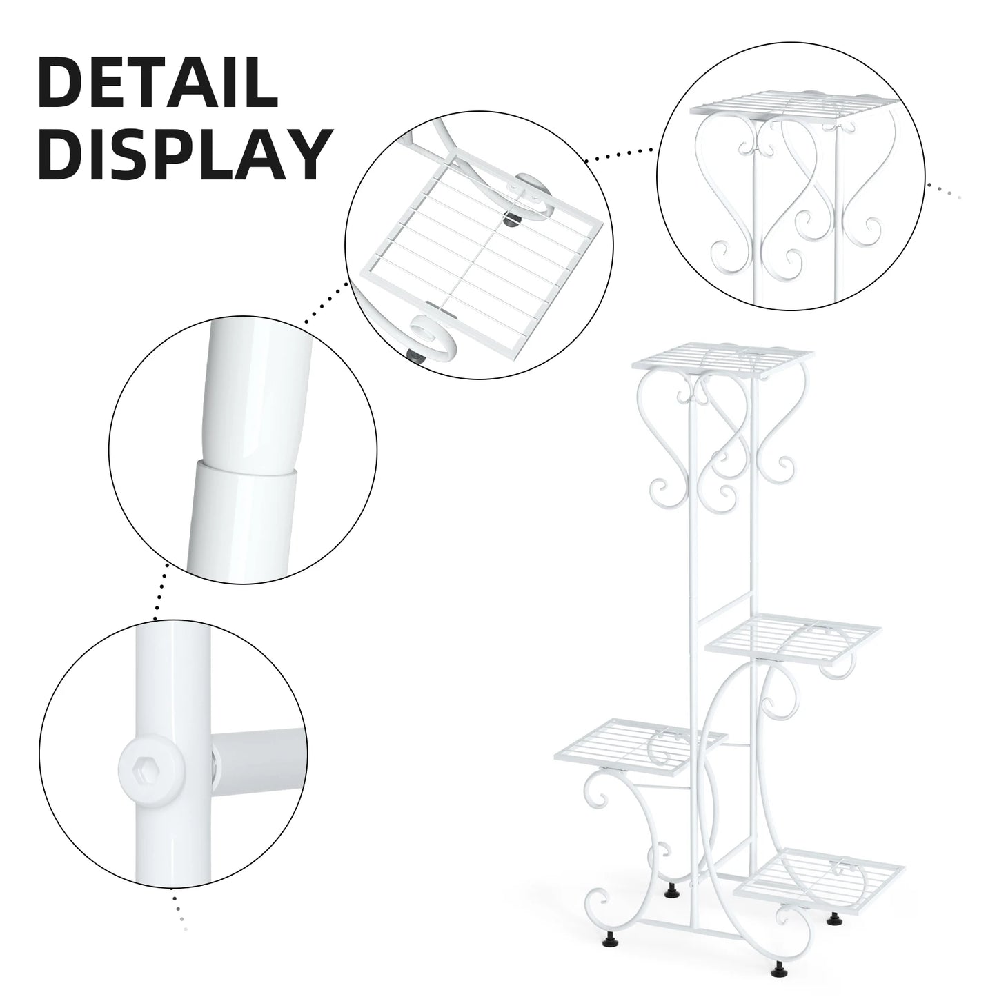 Four Tier Metal Plant Stand For Indoor Outdoor Display Rack
