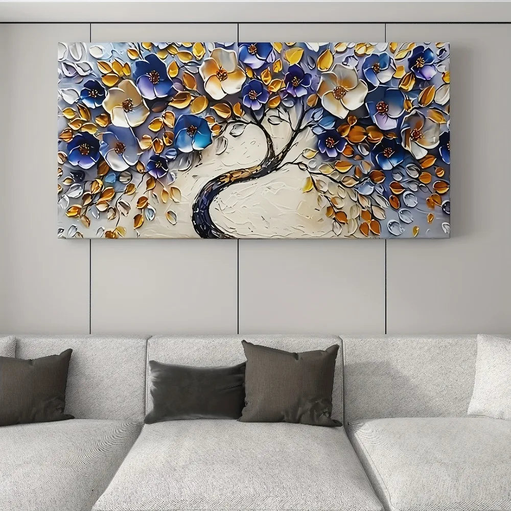 Abstract Floral Tree Canvas Art In Boho Style Texture