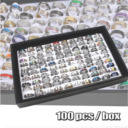 Stainless Steel Assorted Ring Set Unisex Bulk Jewelry