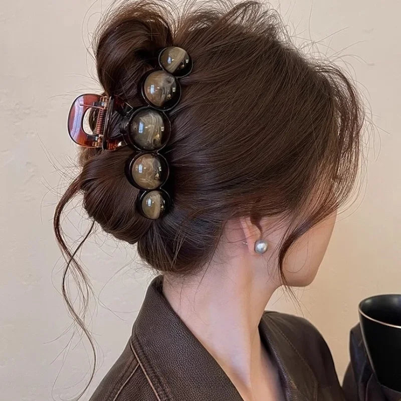 Gradient Beaded Geometric Hair Claw Clip For Women