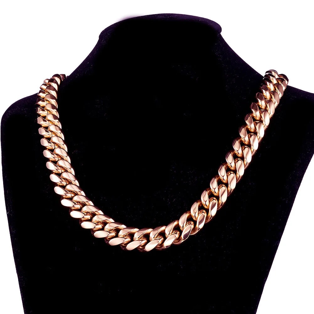 Stainless Steel Cuban Link Necklace for Unisex Hip Hop Jewelry