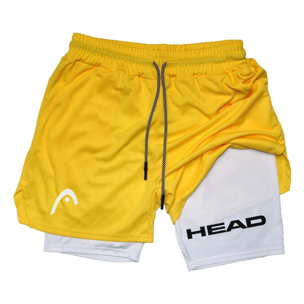 Mens Quick Dry Double Layer Running Shorts For Gym Training