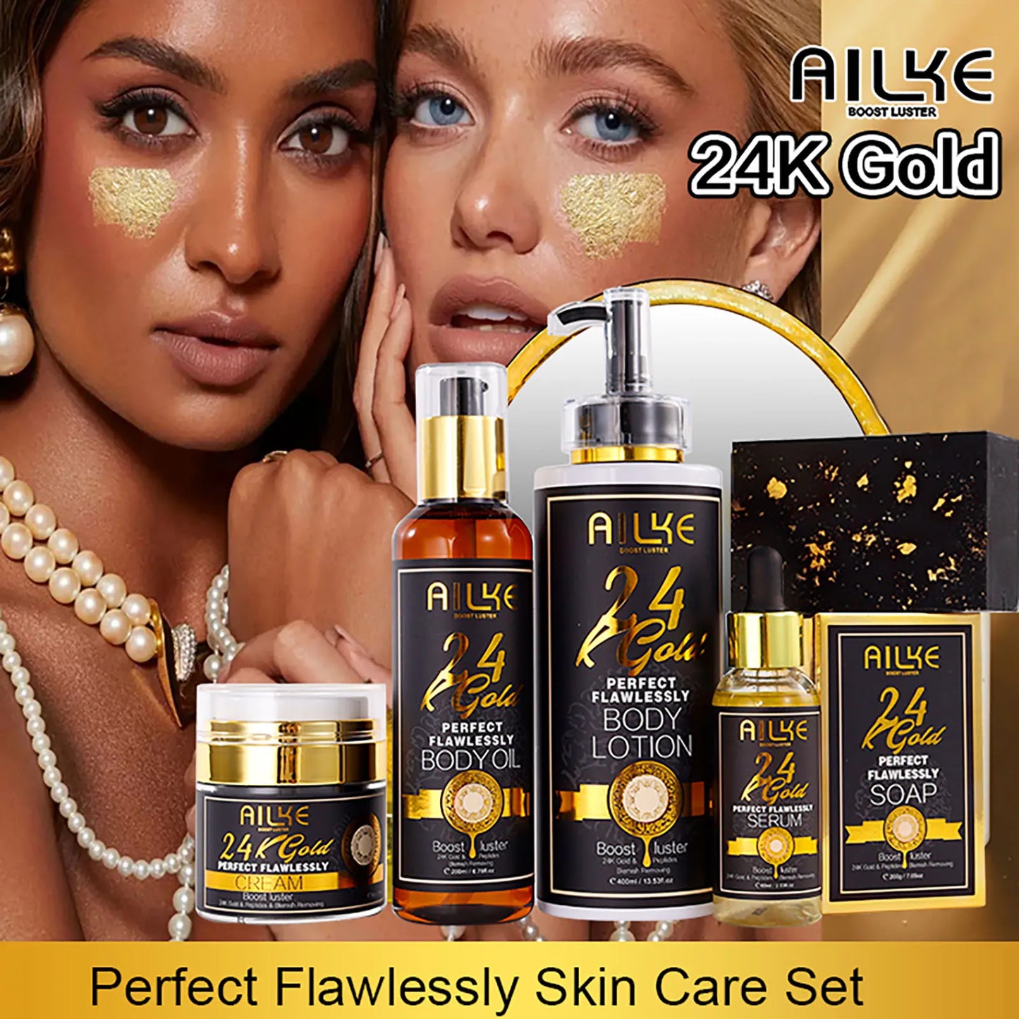AILKE 24K Gold Flawlessly Skin Care Range Whitening Serum