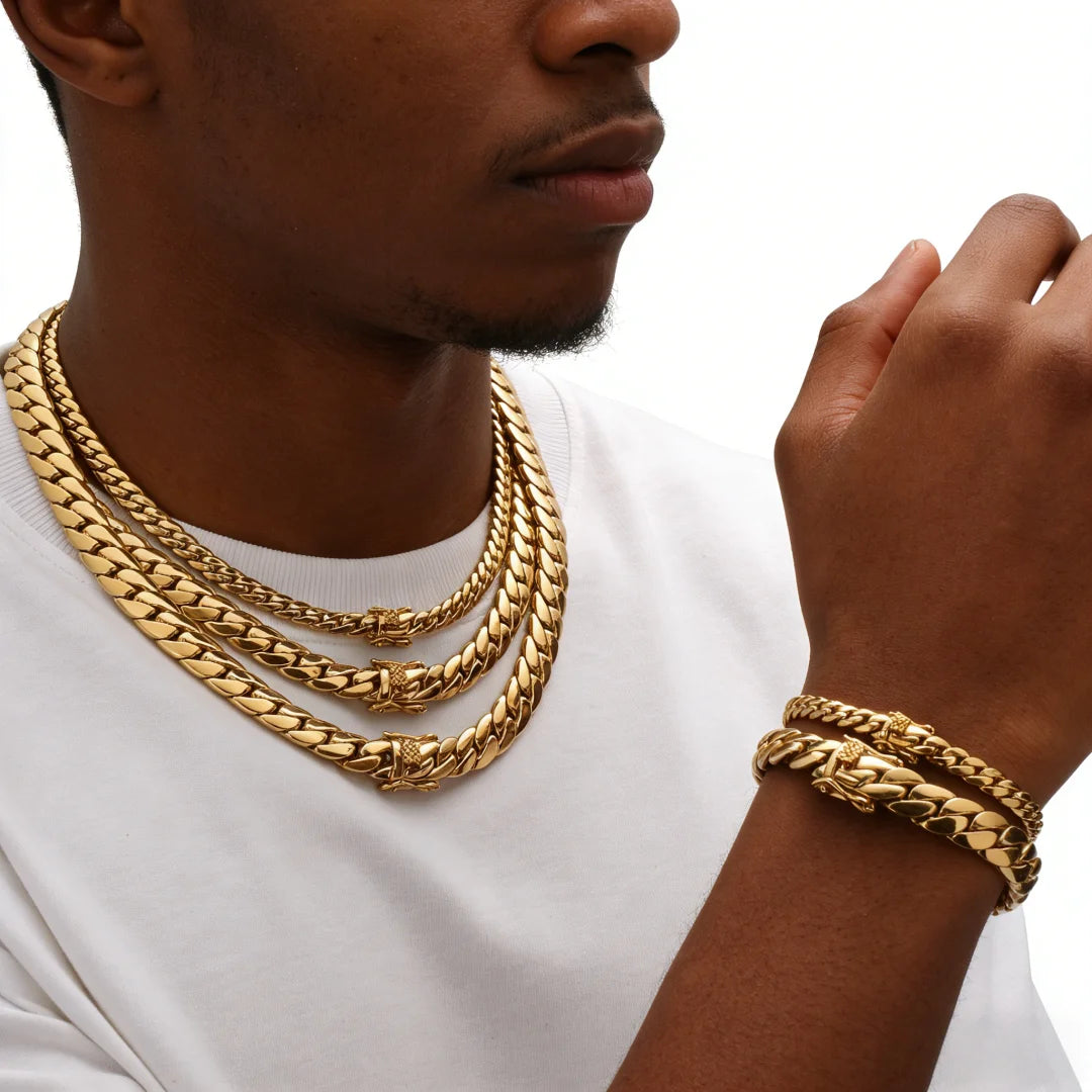 Mens Hip Hop Cuban Link Chain Necklace Rapper Style Jewelry