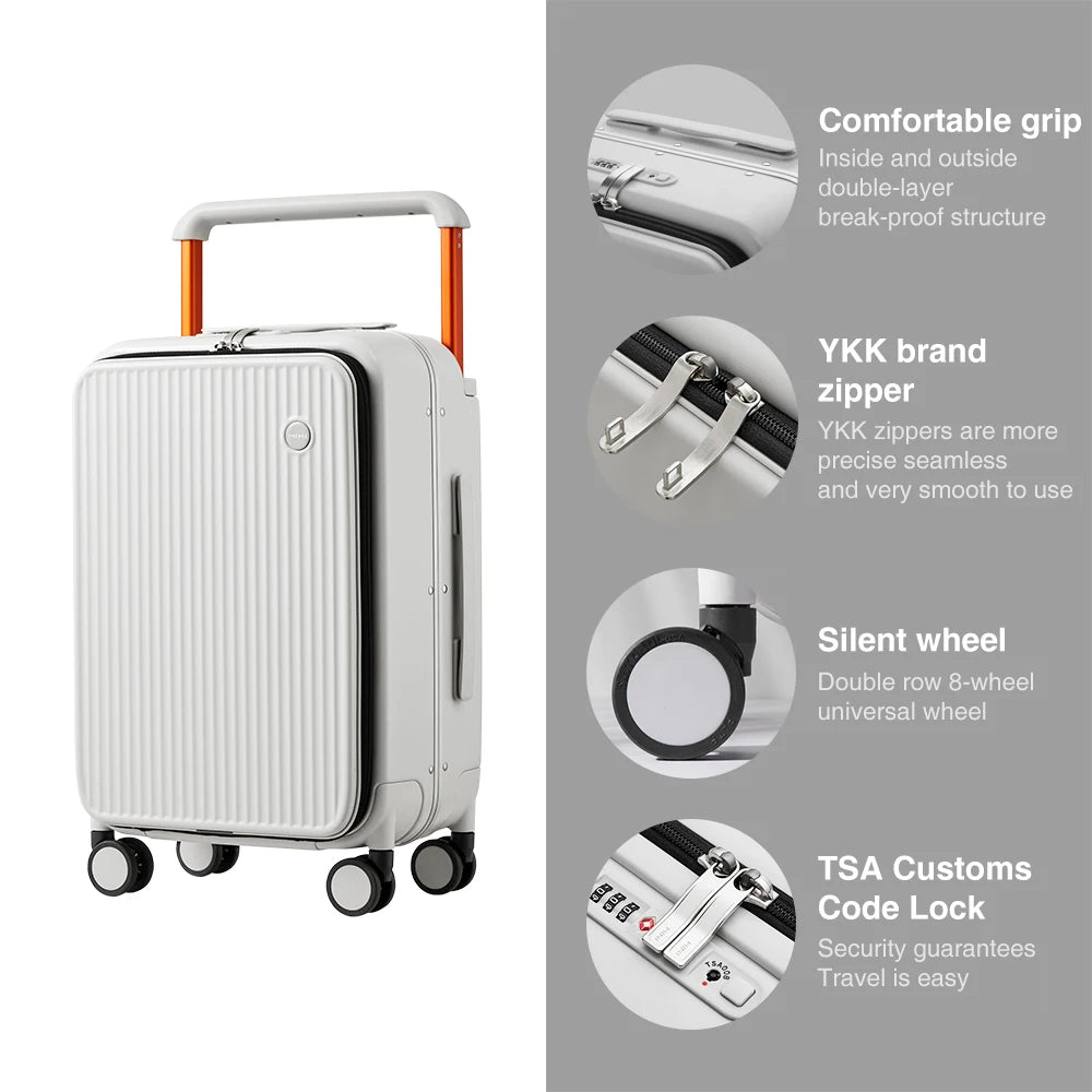 Mixi Front Laptop Pocket Carry On Luggage With Spinner Wheels