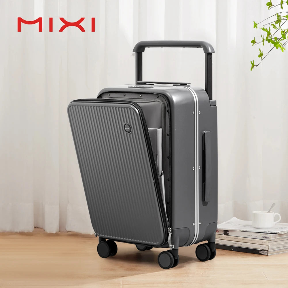 Mixi Front Laptop Pocket Luggage With Wide Handle Aluminum Frame