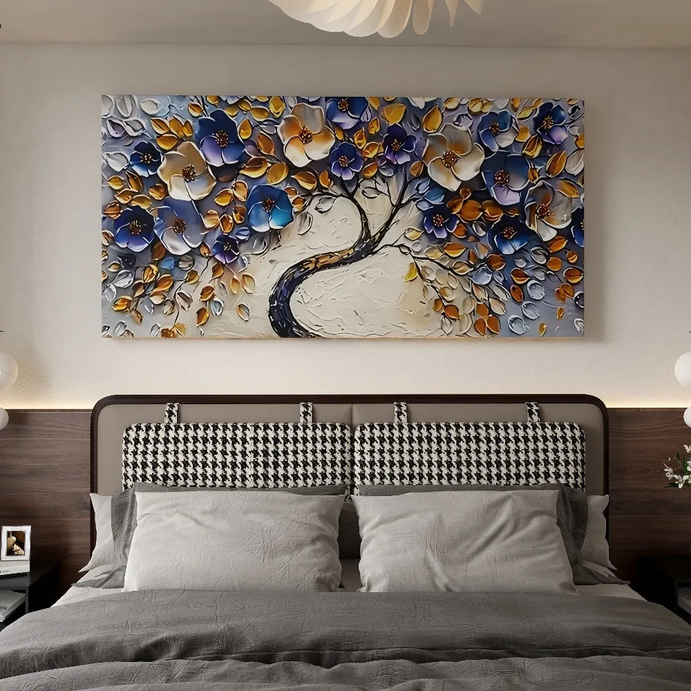 Abstract Floral Tree Canvas Art In Boho Style Texture