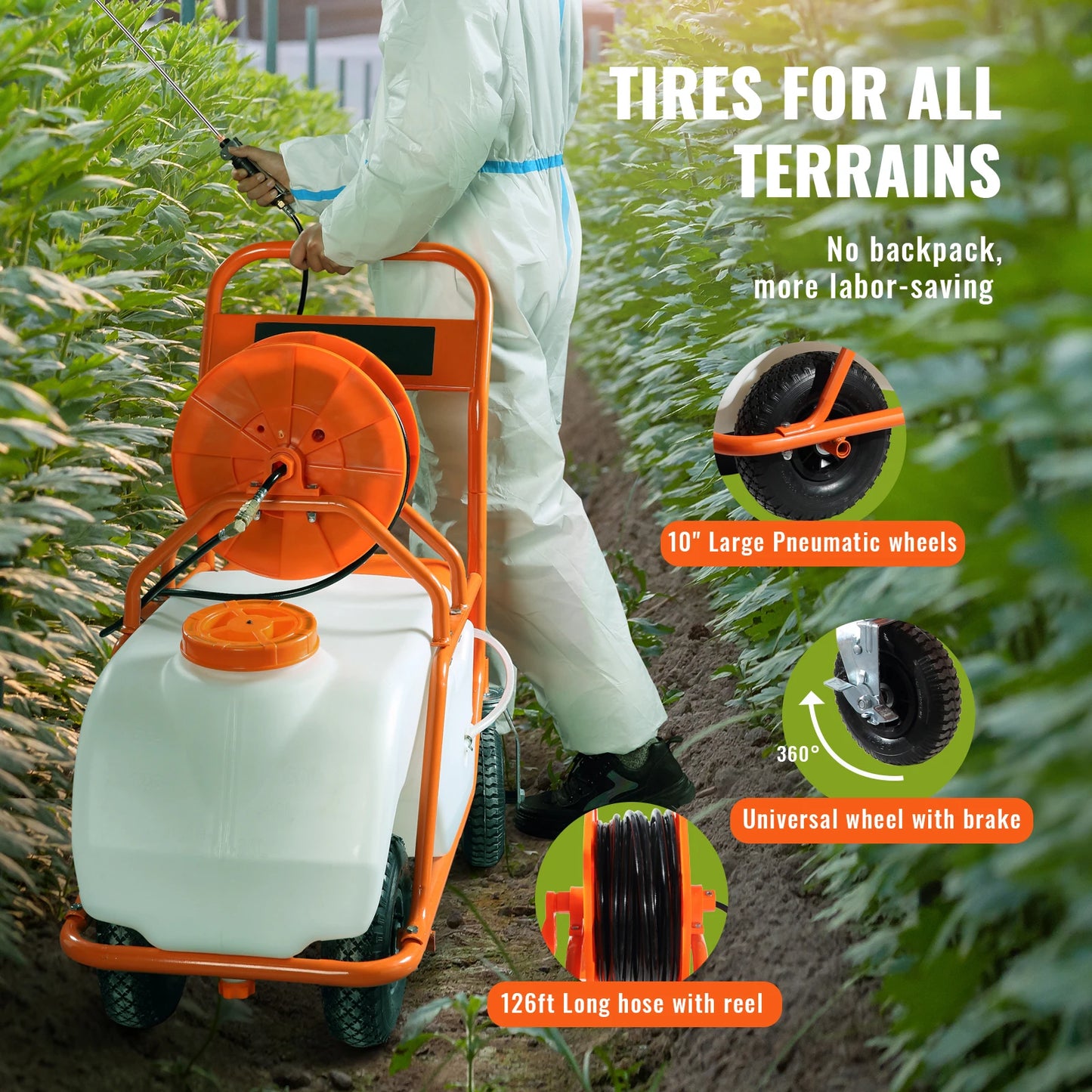 Succebuy Battery Powered Garden Weed Sprayer With Wheeled Cart