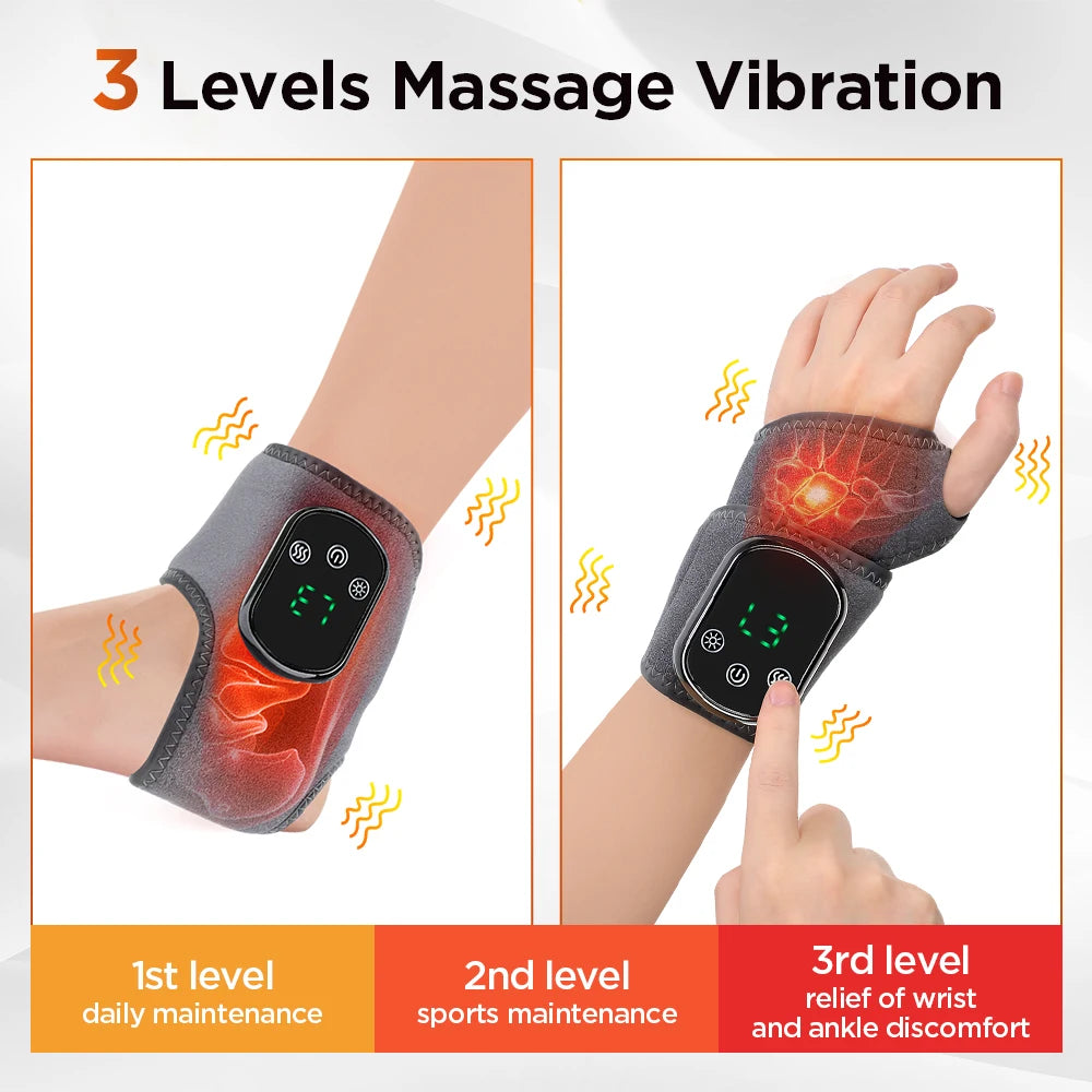 Electric Cordless Heated Ankle Wrist Guard Massager for Right Left Hand/Foot Vibration Massage Wristband Hot Ankle Joint Brace