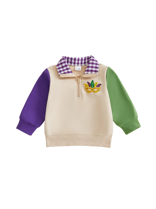 Adorable Infant Mardi Gras Shirt With Crew Neck