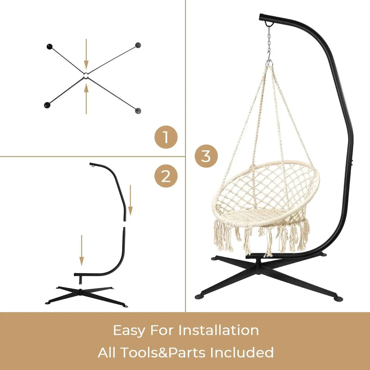 Homfa Heavy Duty Hanging Hammock Chair Stand for Outdoor Use
